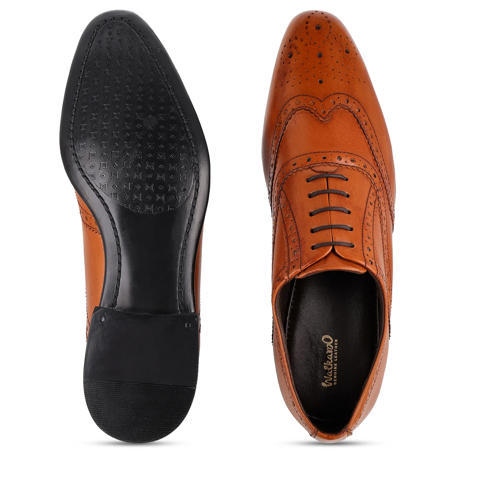Men's Brogue Leather formals Shoes - WF6055 Tan - Image 2