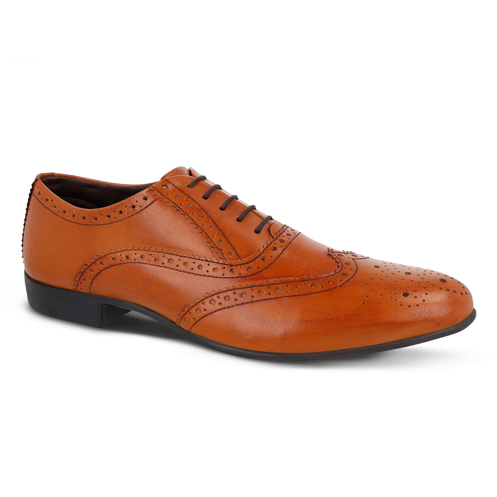 Men's Brogue Leather formals Shoes - WF6055 Tan - Image 4