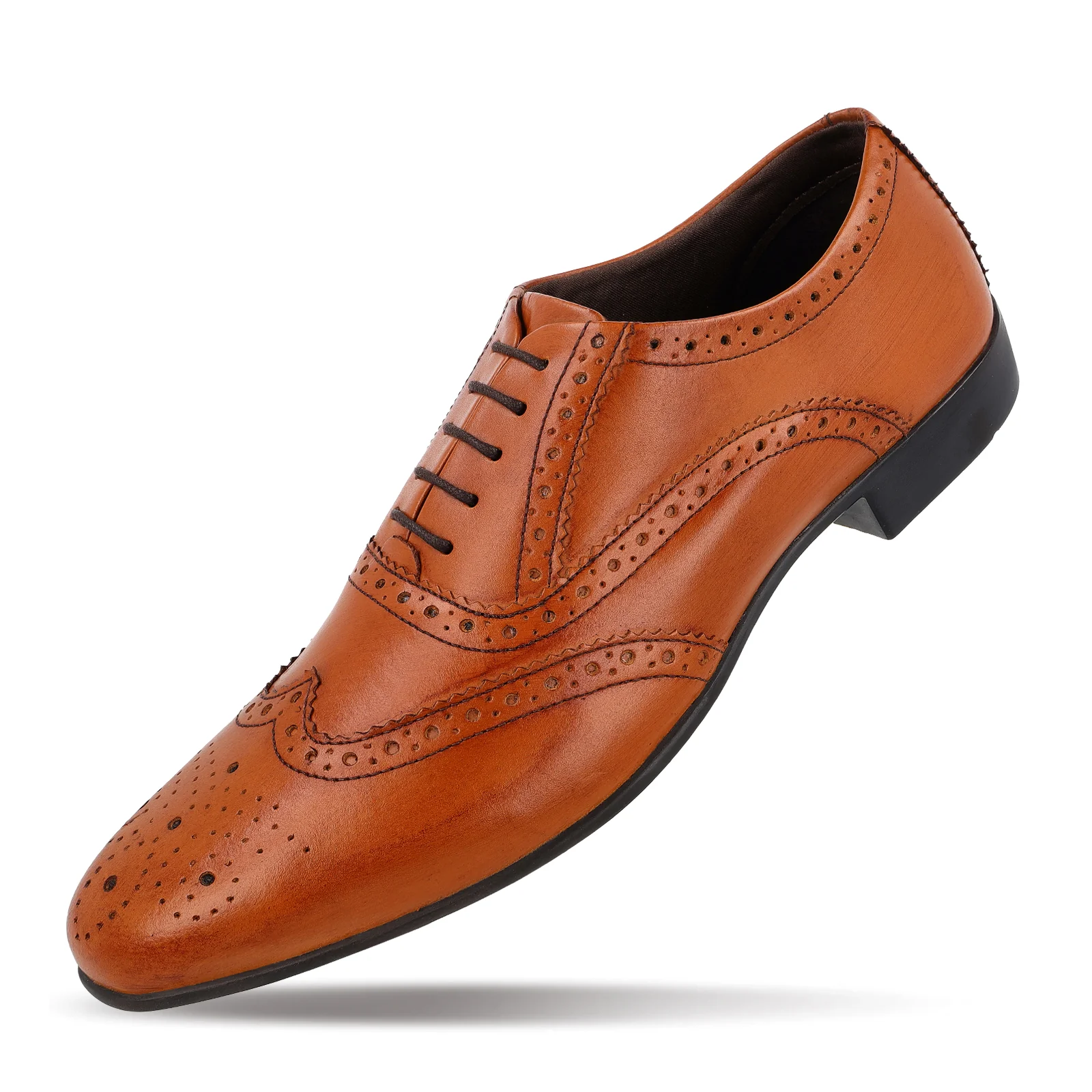 Men's Brogue Leather formals Shoes - WF6055 Tan - Image 5