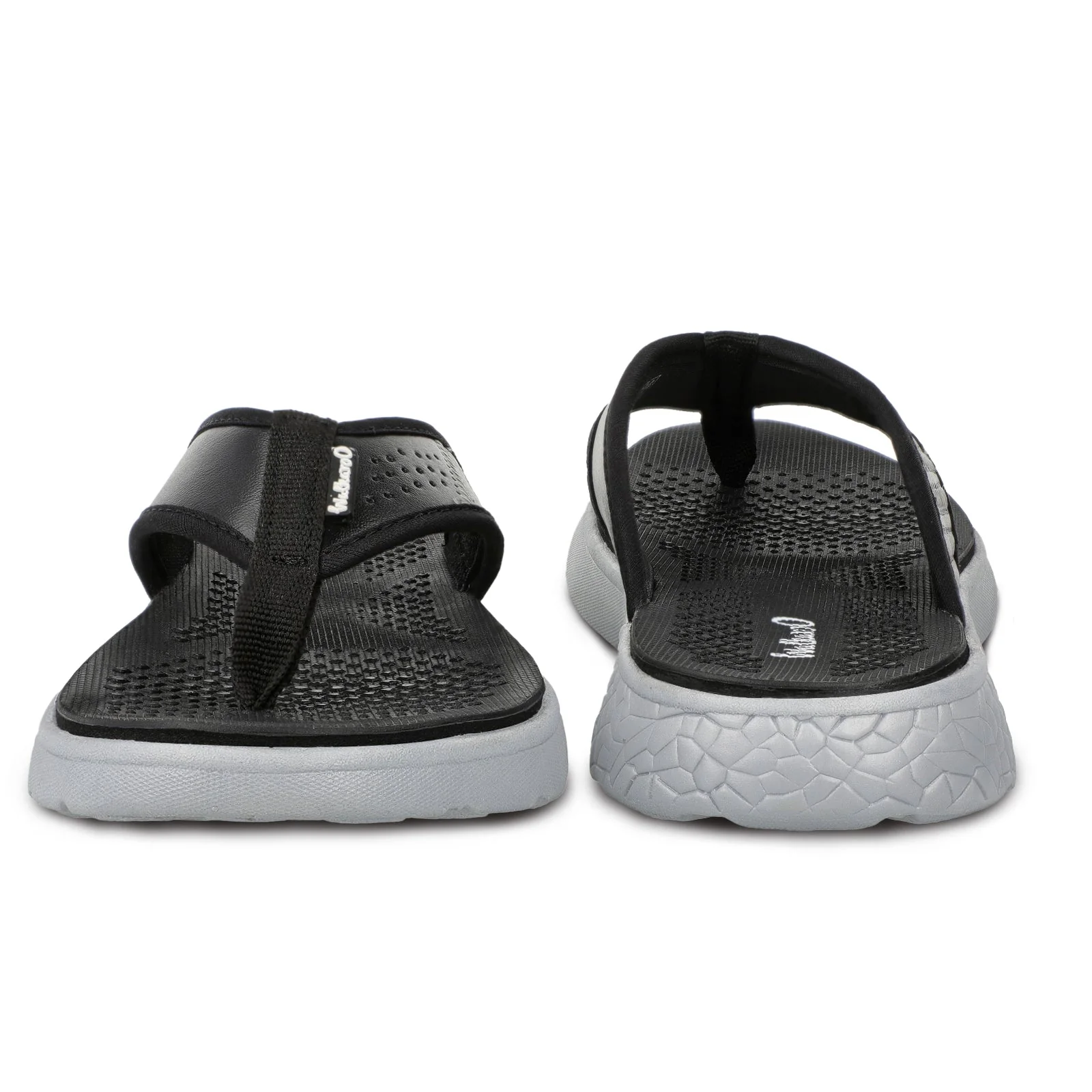 Walkaroo Men Textured Thong Flip-Flop - WC4238 Black Grey - Image 3