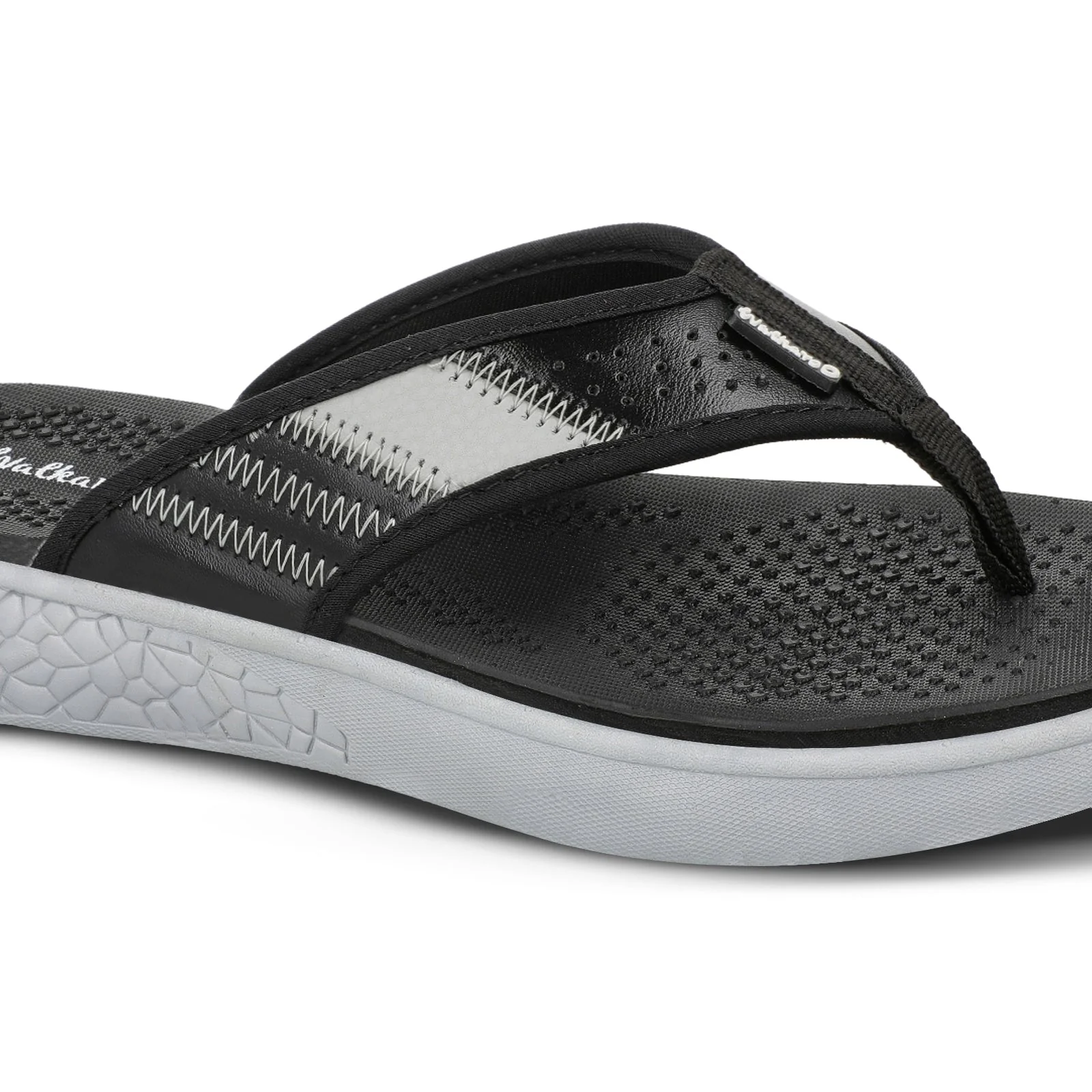 Walkaroo Men Textured Thong Flip-Flop - WC4238 Black Grey - Image 5