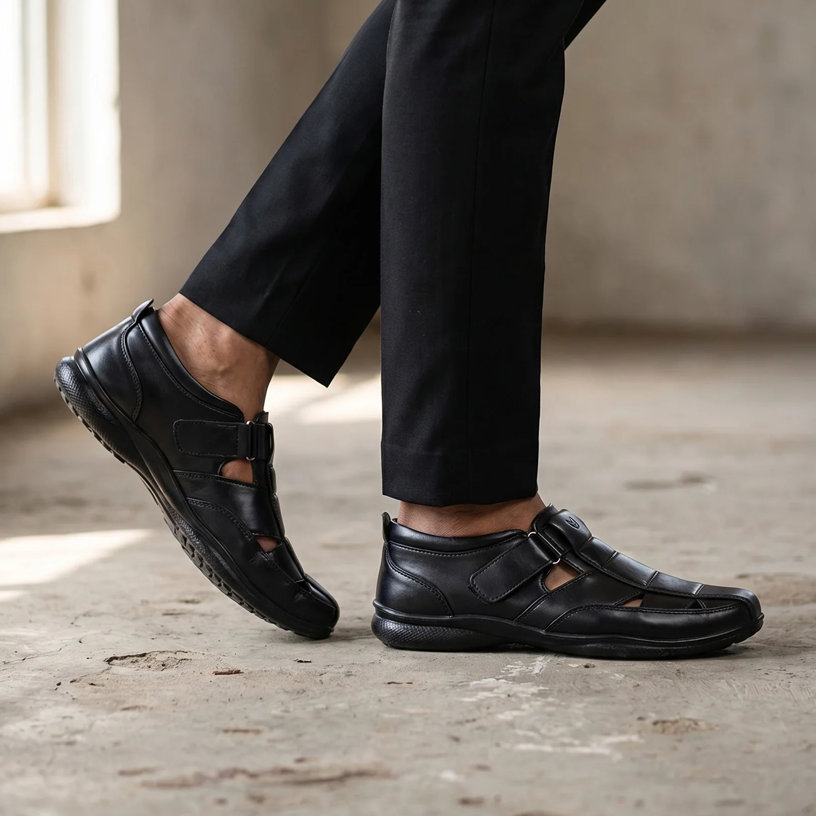 Men's Roman Sandals - WF6255 Black - Image 2