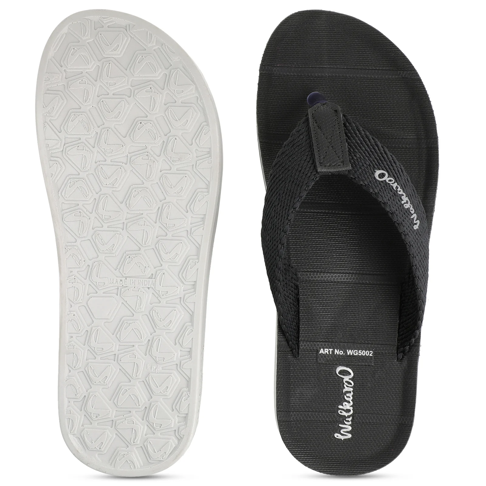 Walkaroo Men Solid Thong Sandals  - WG5002 Black - Image 3