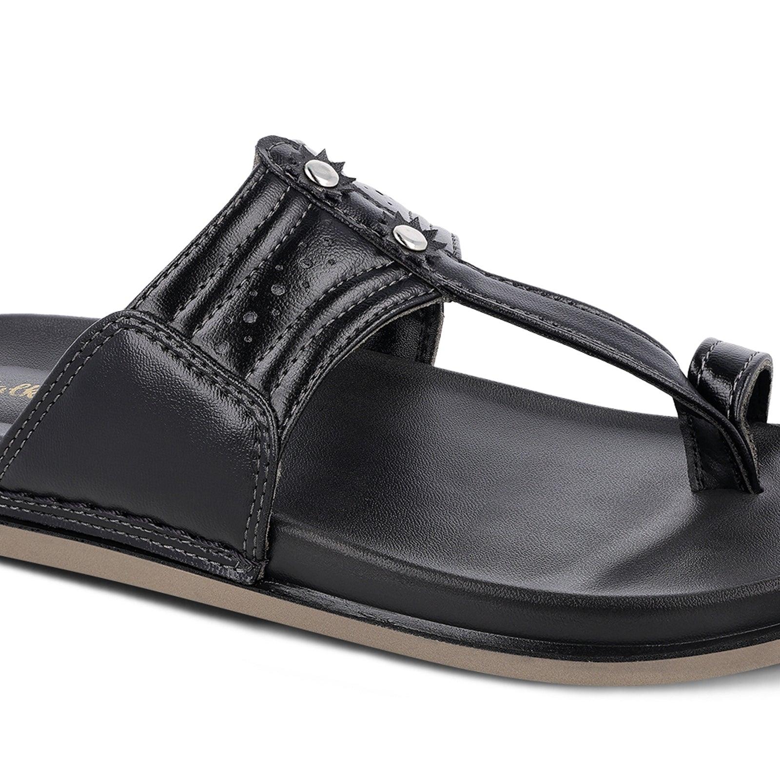Men's  Traditional Chappal - WE1351 Black - Image 5