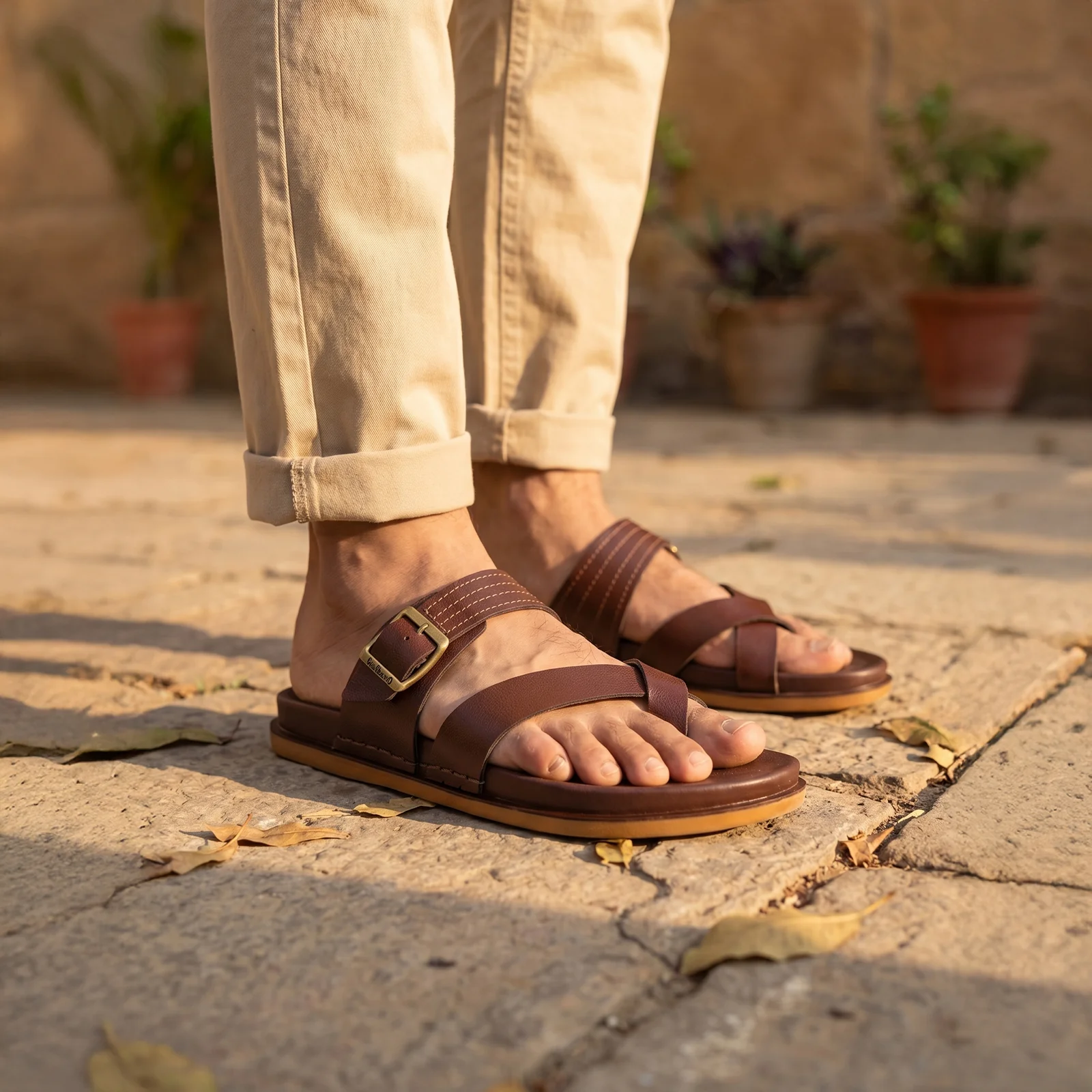 Men's Daily Wear Comfort Sandals - WE1353 Brown - Image 3