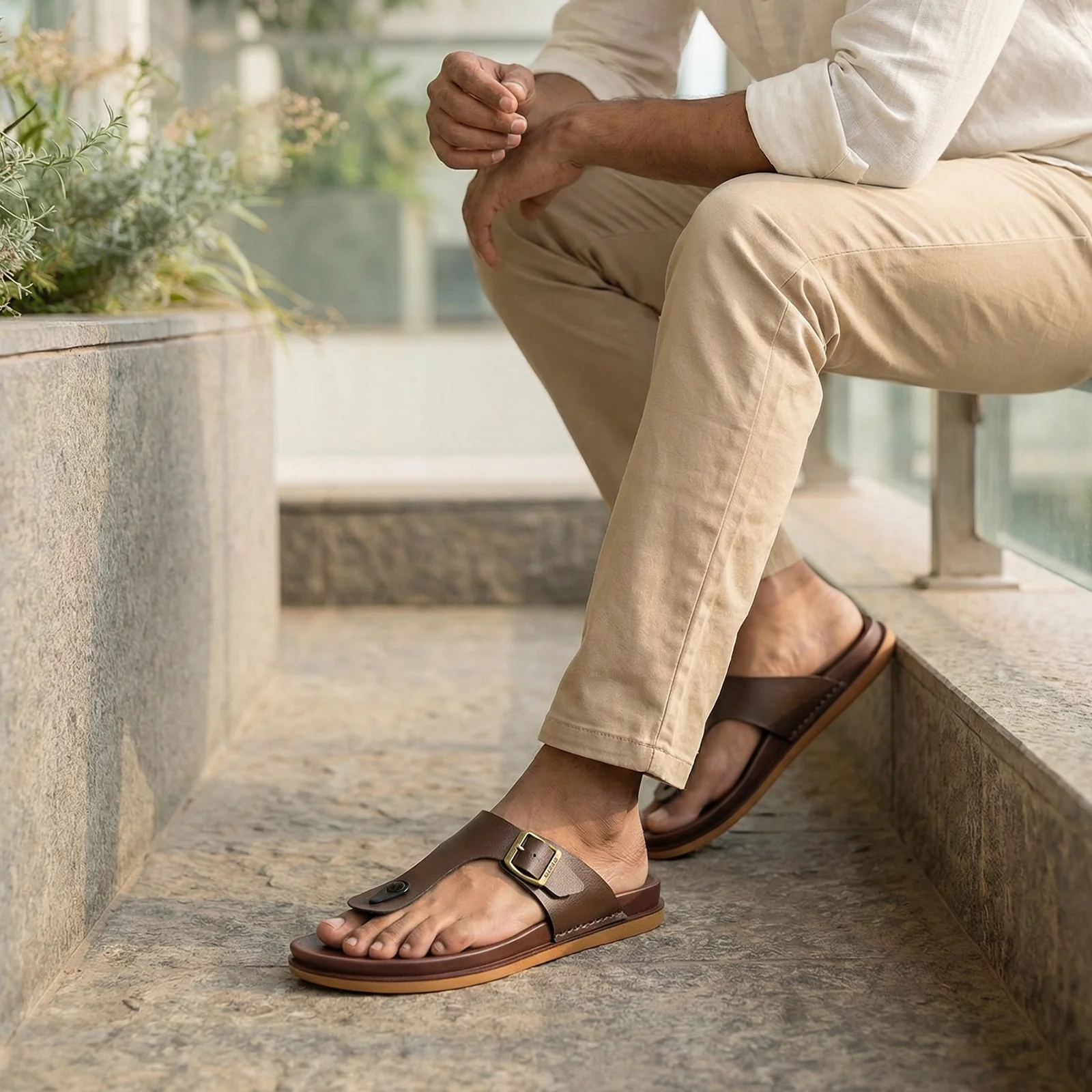 Men's Daily Wear Comfort Sandals - WE1356 Brown - Image 4