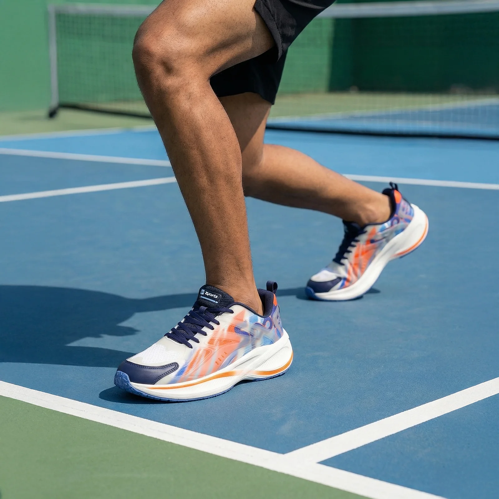 Men's Night Glow Sports Shoe - WS9134 Navy Blue Orange - Image 2