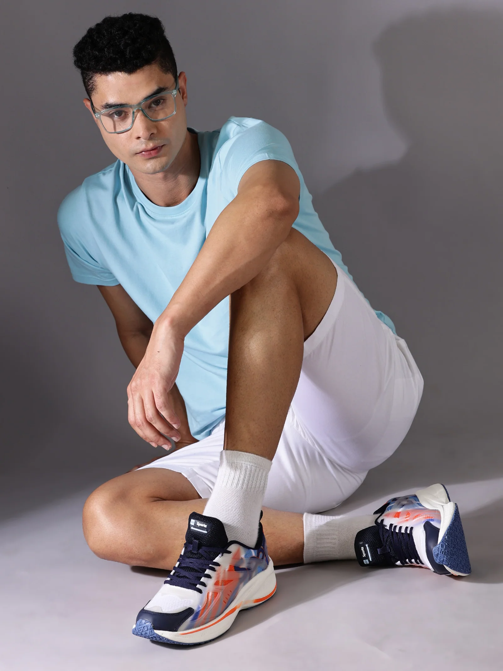 Men's Night Glow Sports Shoe - WS9134 Navy Blue Orange - Image 3