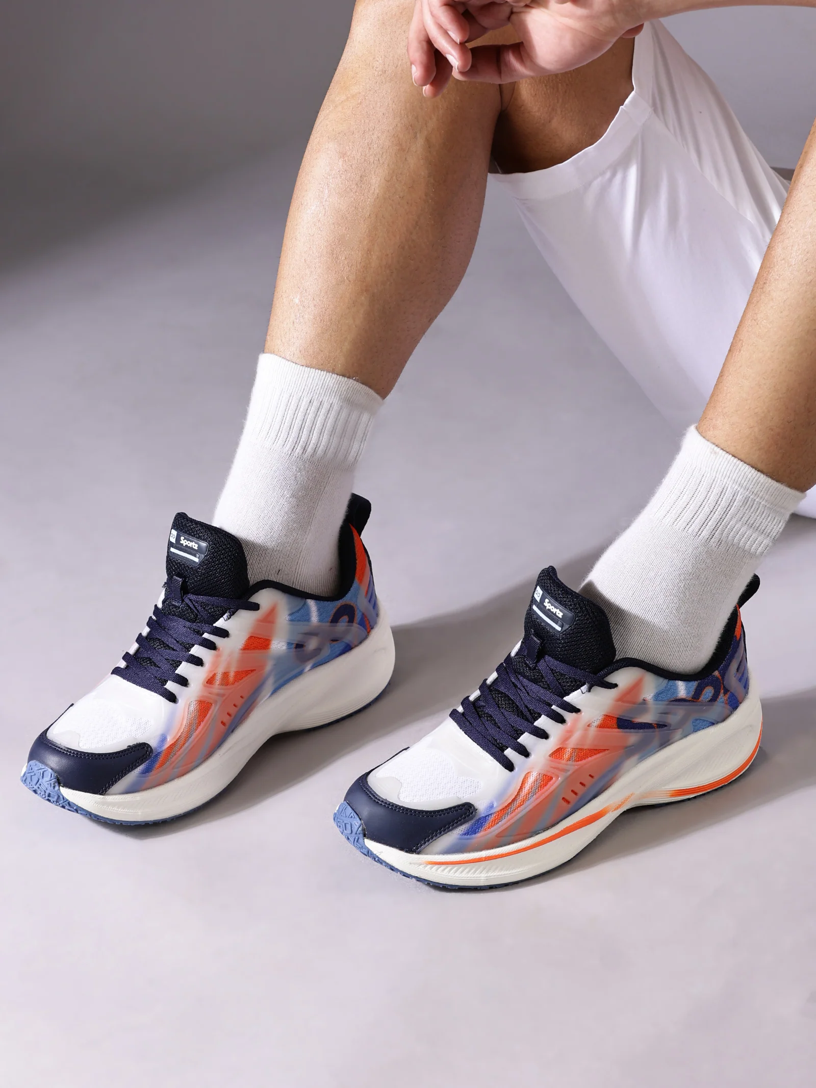 Men's Night Glow Sports Shoe - WS9134 Navy Blue Orange - Image 4
