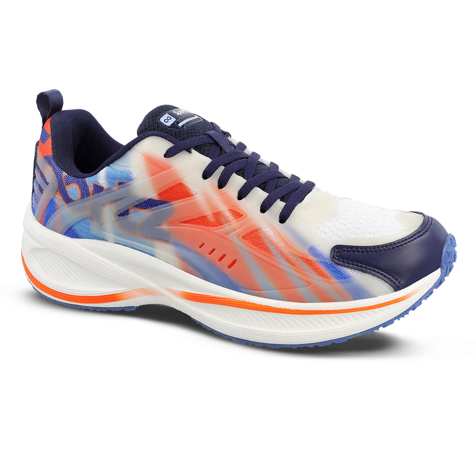 Men's Night Glow Sports Shoe - WS9134 Navy Blue Orange - Image 7