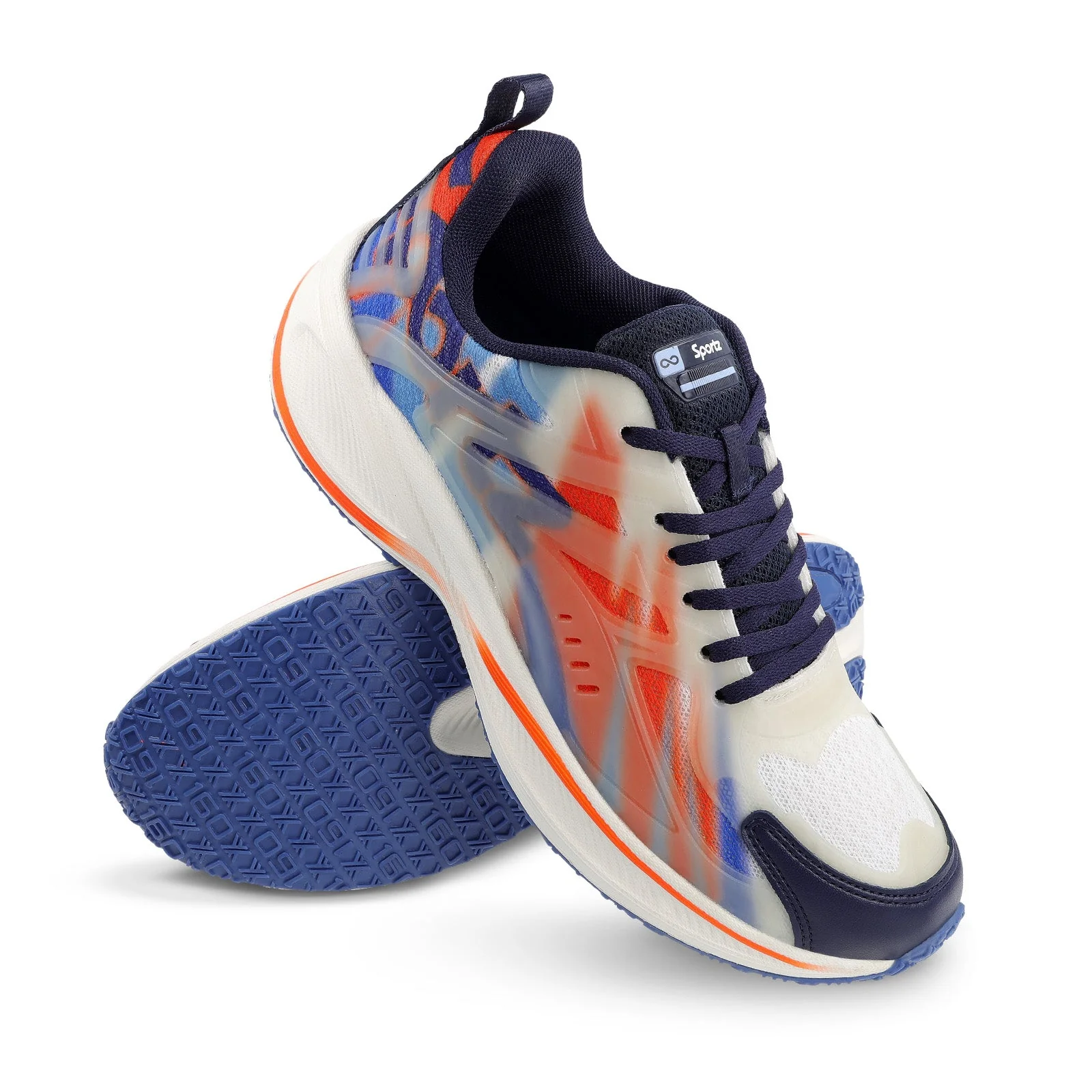 Men's Night Glow Sports Shoe - WS9134 Navy Blue Orange - Image 9