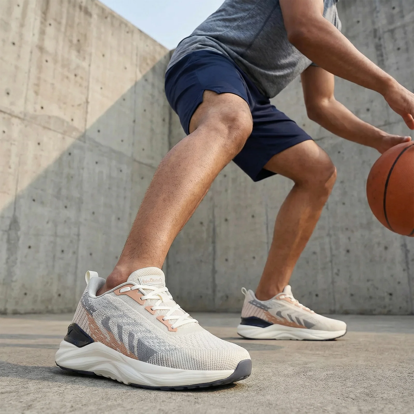 Men's Lace-up Sports Shoes - WS9110 Grey Beige - Image 2
