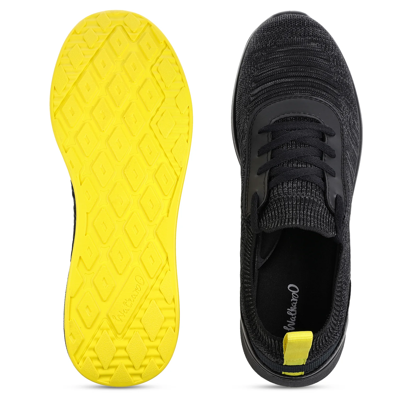 Walkaroo Men Walking and Washable Shoes- XS9772 Black Yellow - Image 2
