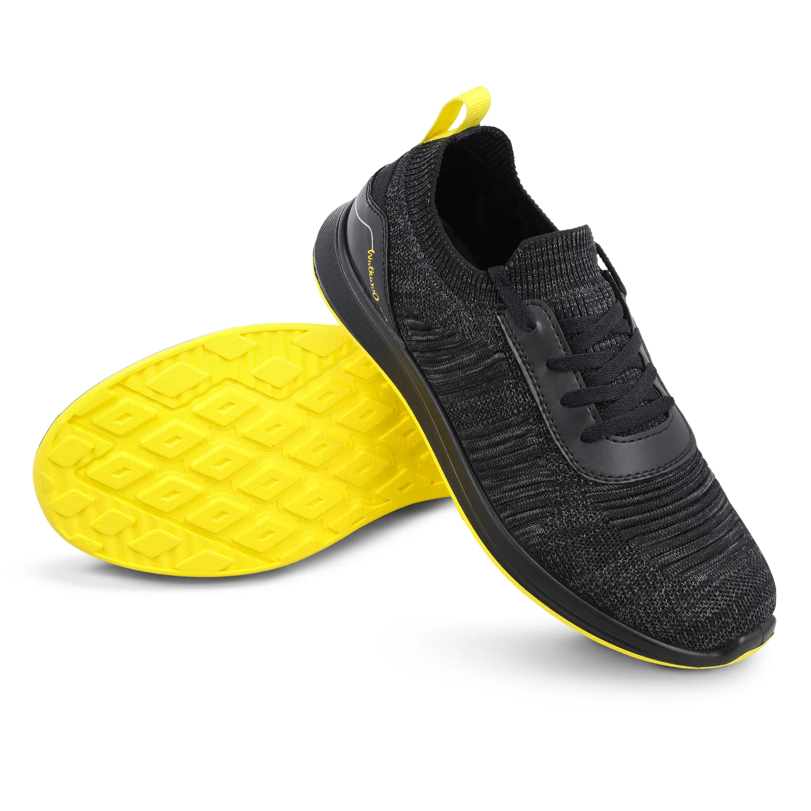 Walkaroo Men Walking and Washable Shoes- XS9772 Black Yellow - Image 8
