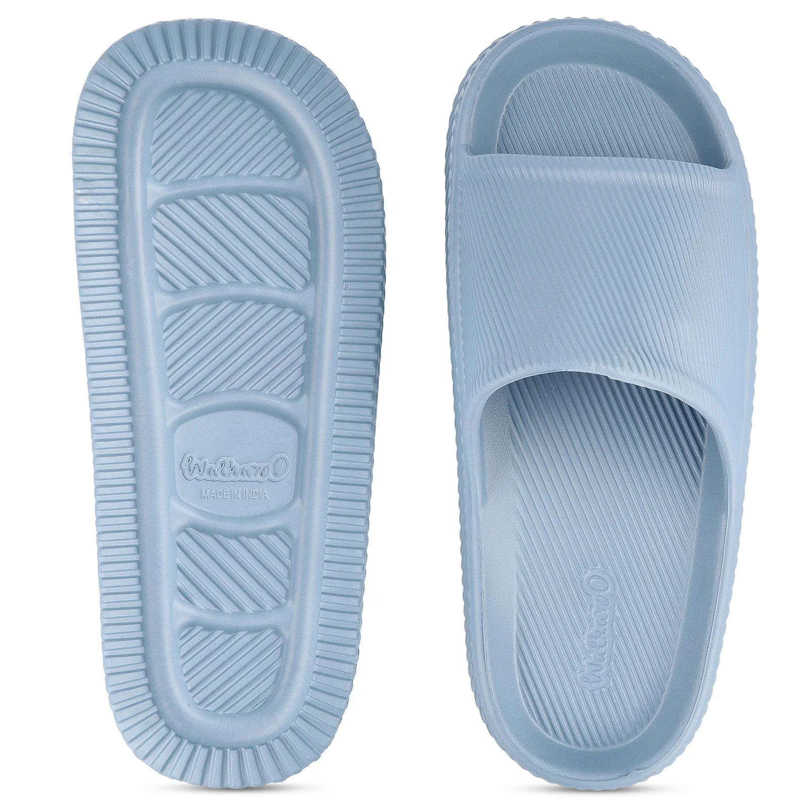 Walkaroo Mens Flip Flop Sliders  - WC8737 Aqua Blue - Image 2