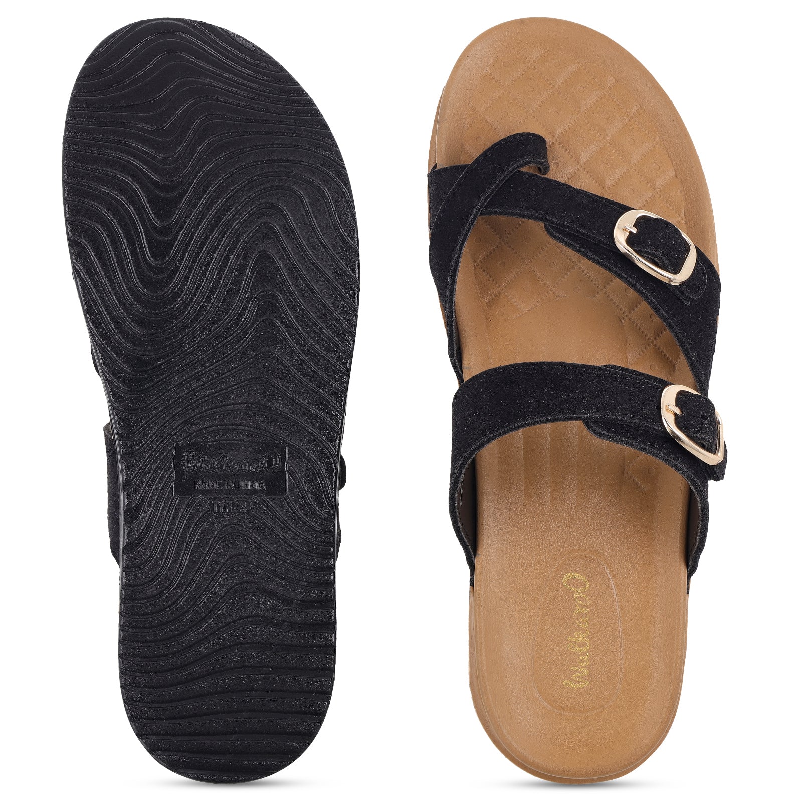 Women's Daily Wear Comfort Sandals - WE2501 Black Beige - Image 3