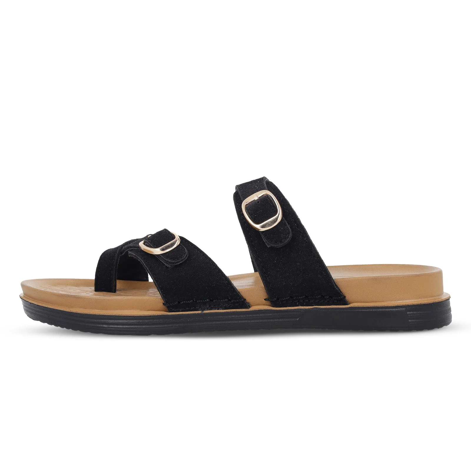 Women's Daily Wear Comfort Sandals - WE2501 Black Beige - Image 4