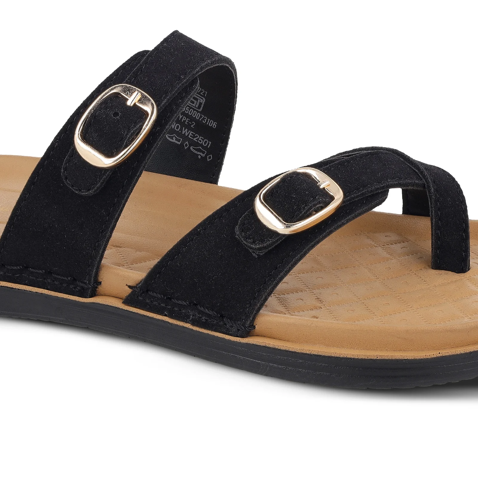 Women's Daily Wear Comfort Sandals - WE2501 Black Beige - Image 5