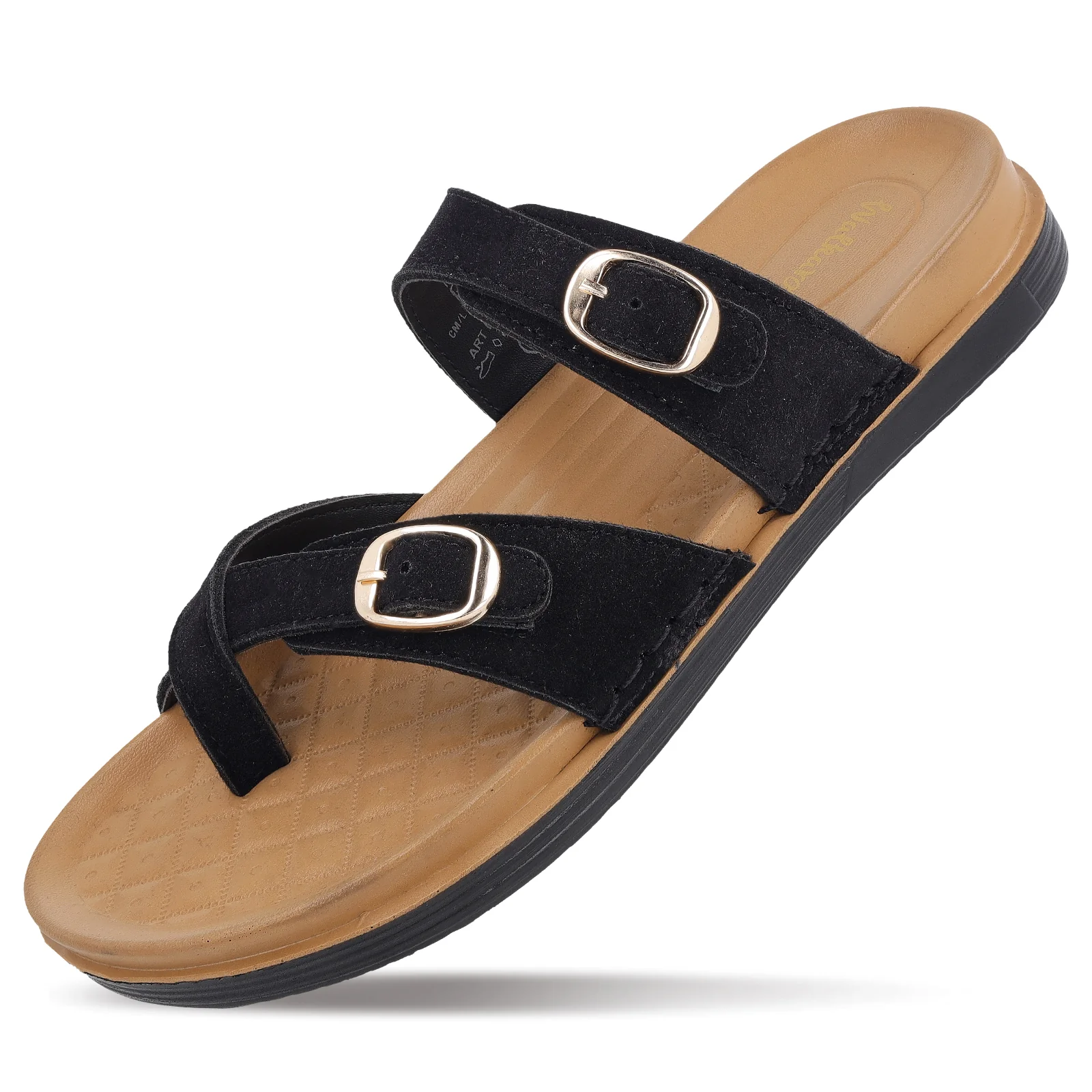 Women's Daily Wear Comfort Sandals - WE2501 Black Beige - Image 6
