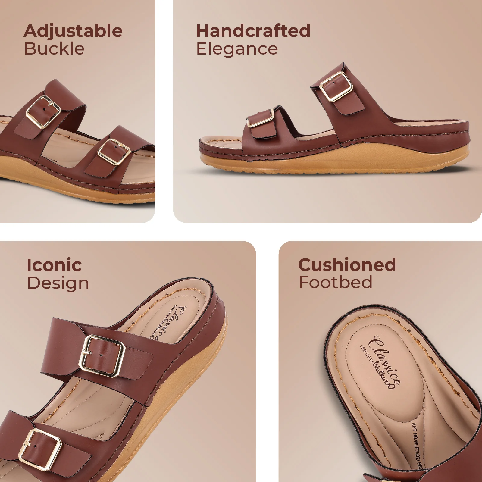 Women's Daily Wear Comfort Sandals  - WLP74021 Brown - Image 2