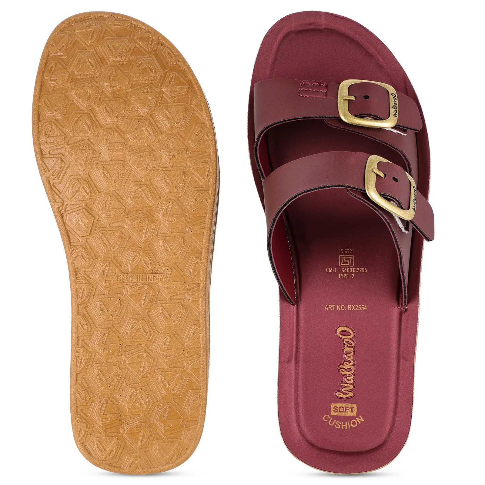 Women's Daily Wear Sandals - BX2554 Burgandy - Image 2