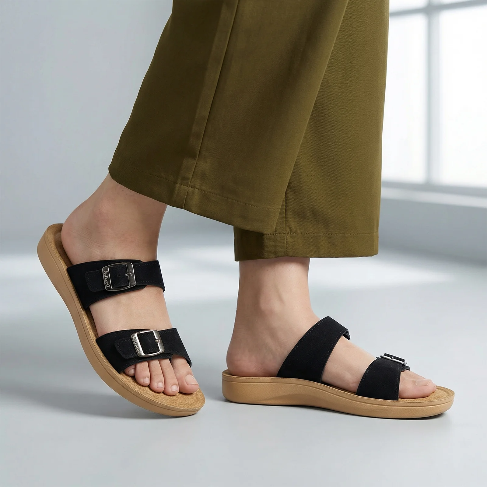 Women's Daily Wear Sandals  - WL7581 Black Beige - Image 2