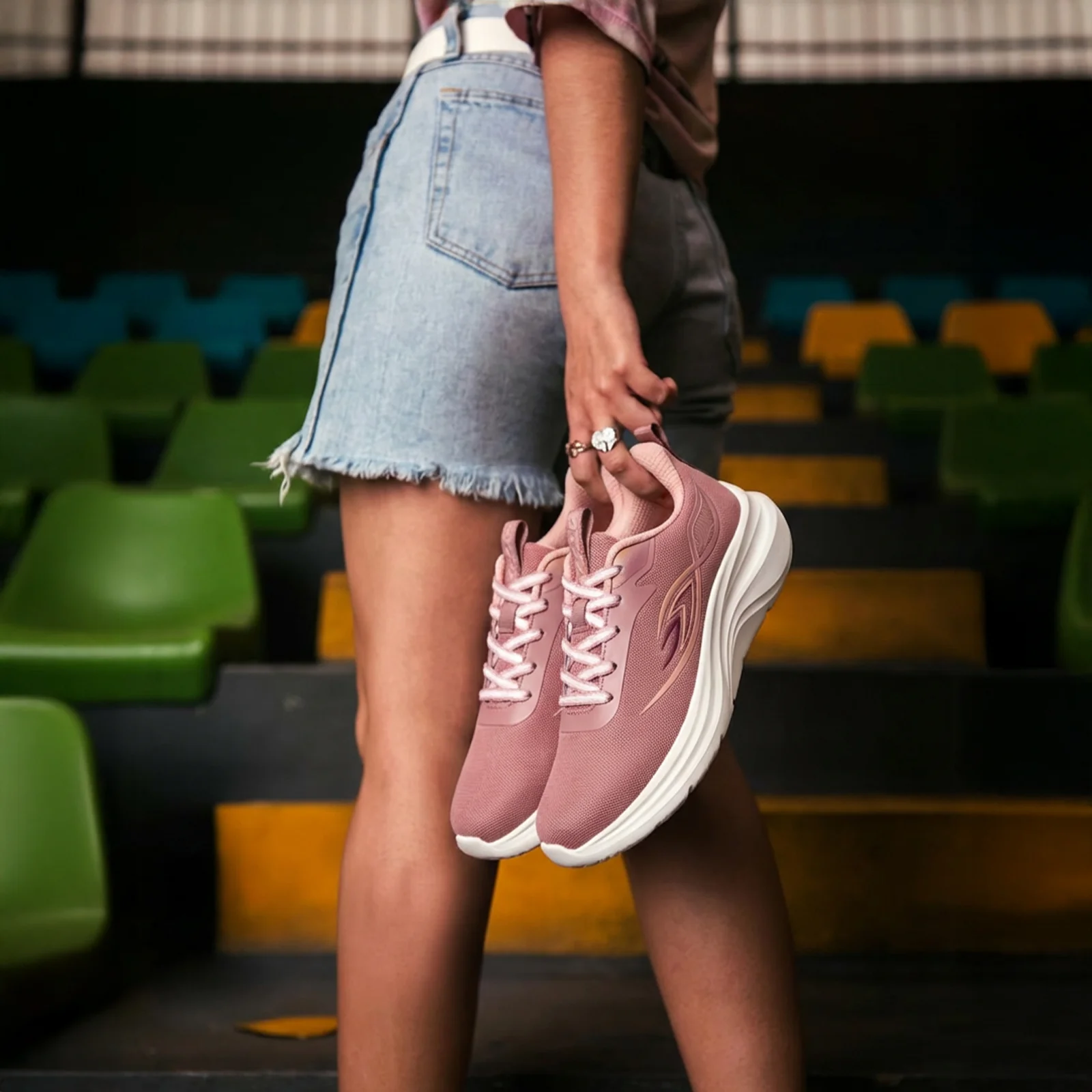 Women's Lace-up Sports Shoe - SLE22998 Peach - Image 2