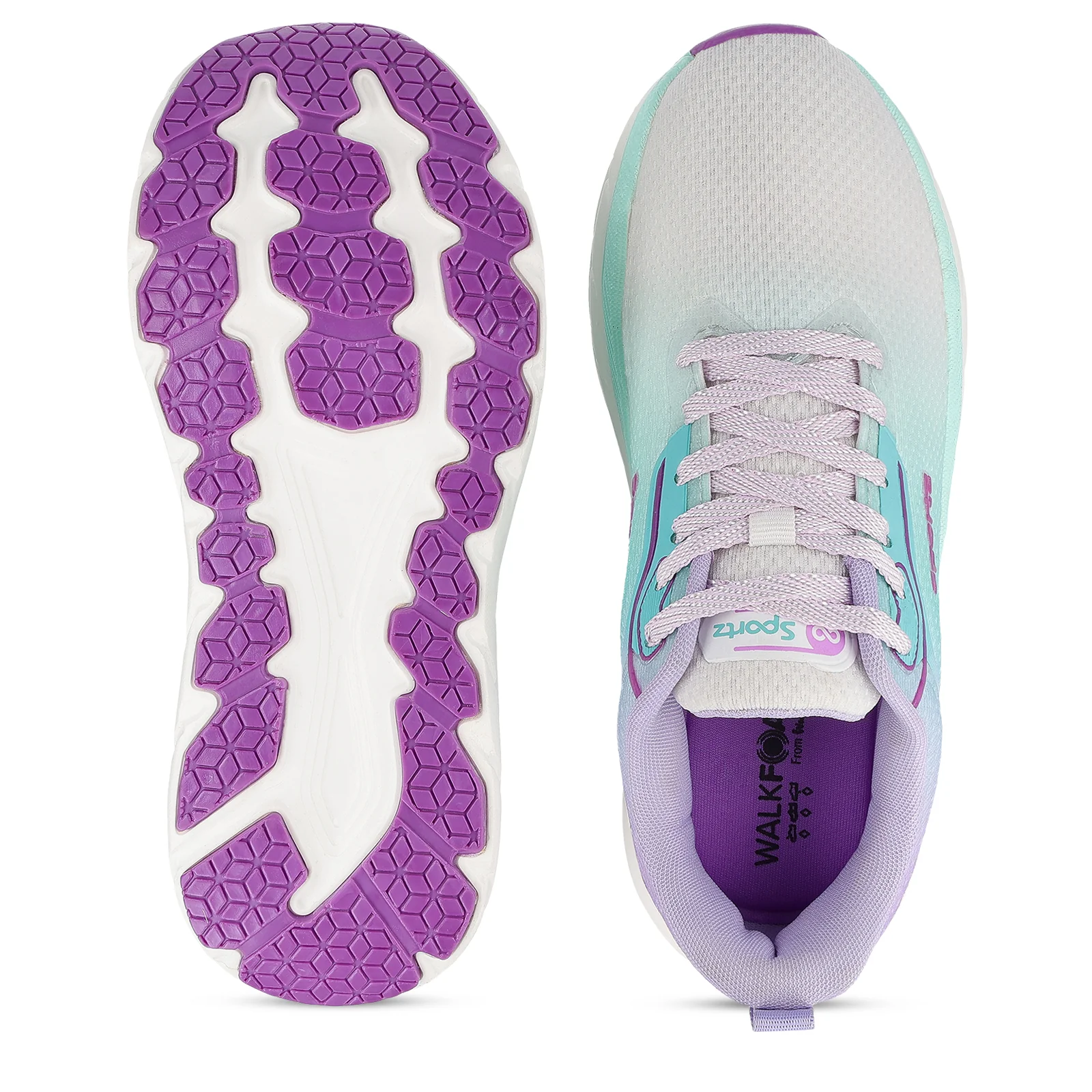Women's Lace-up Sports Shoe - WS9917 Purple Green - Image 3
