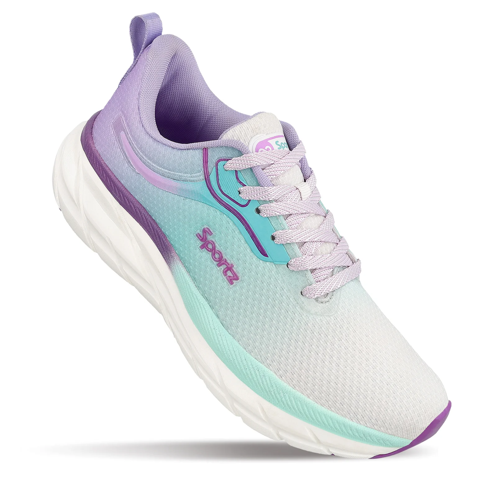 Women's Lace-up Sports Shoe - WS9917 Purple Green - Image 4