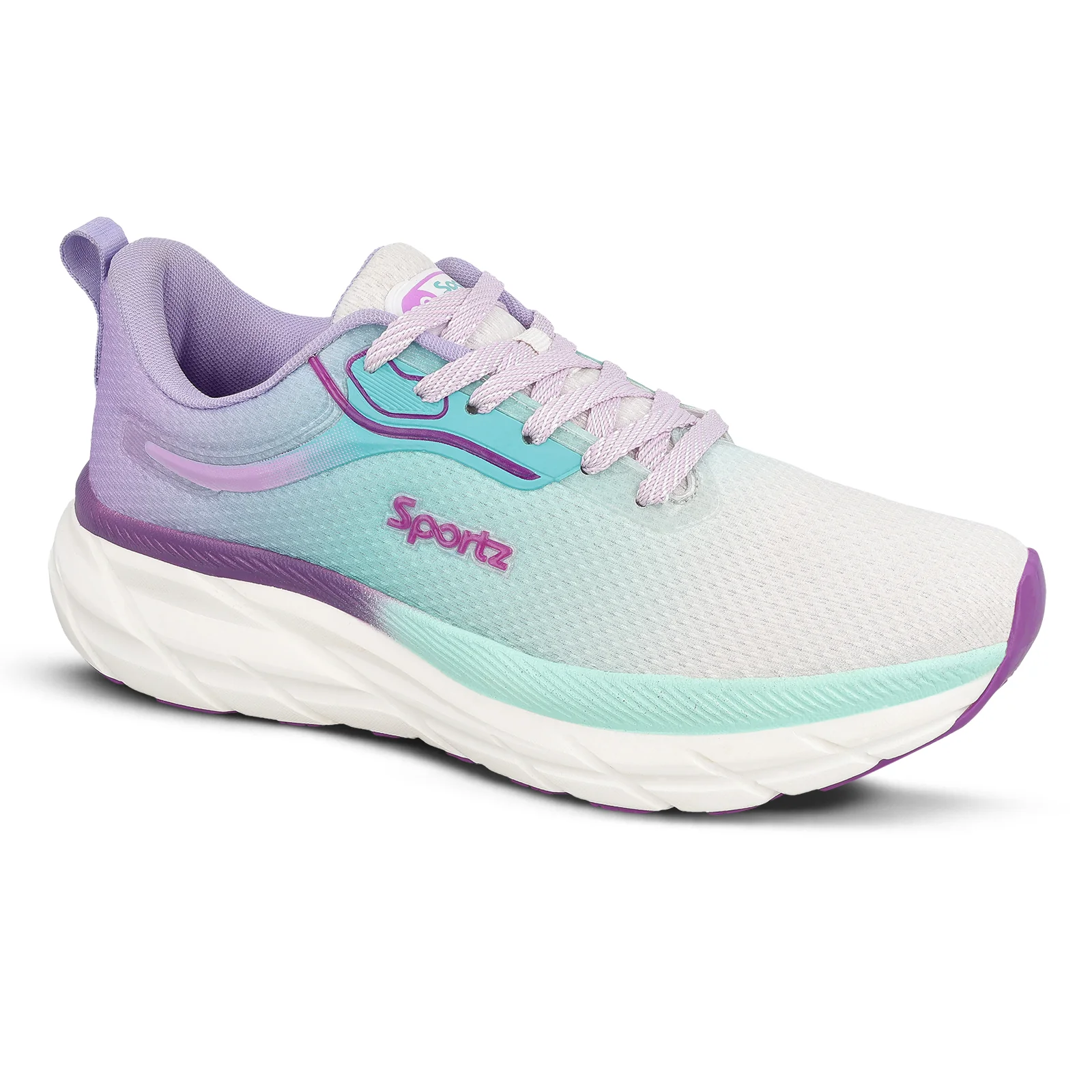 Women's Lace-up Sports Shoe - WS9917 Purple Green - Image 5
