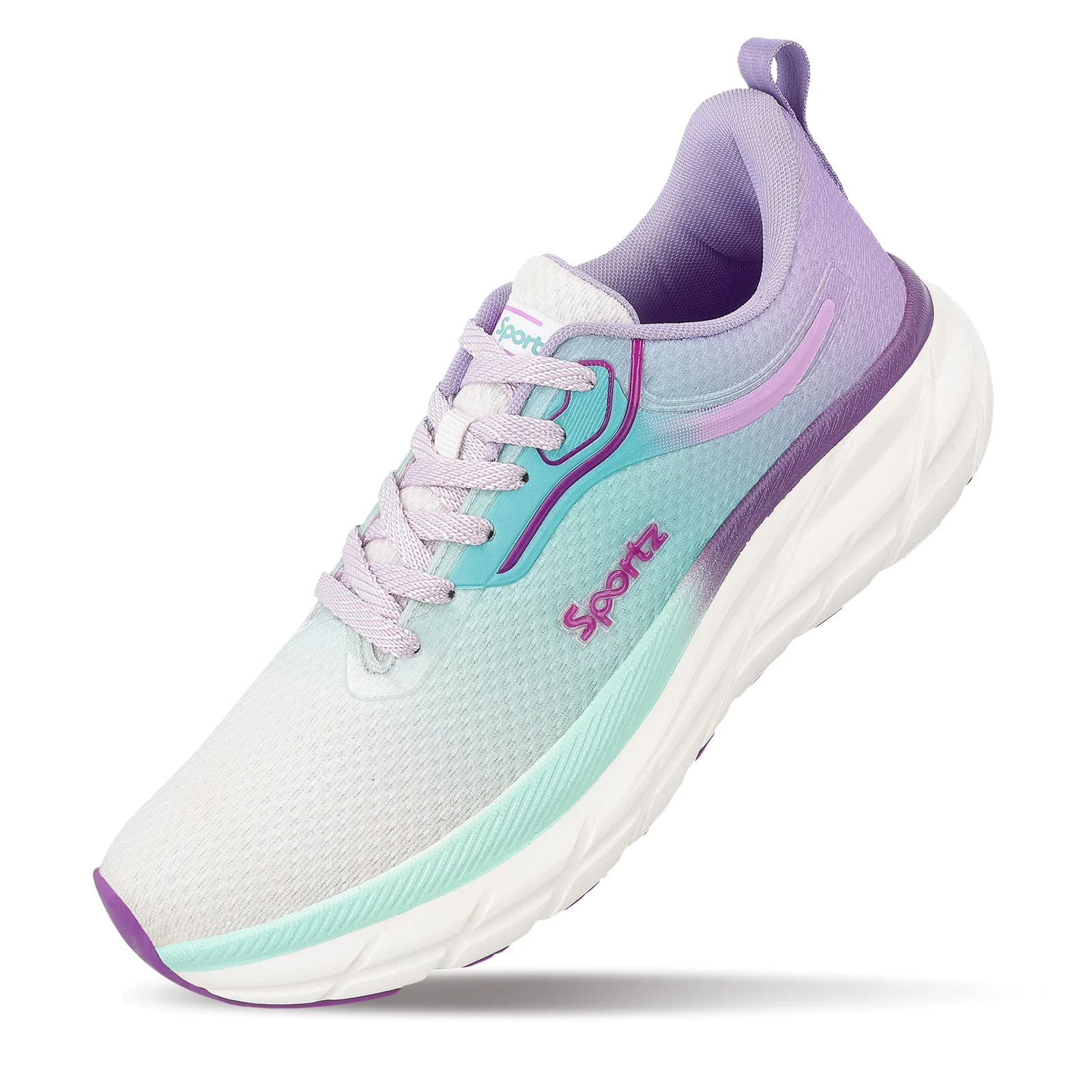 Women's Lace-up Sports Shoe - WS9917 Purple Green - Image 8