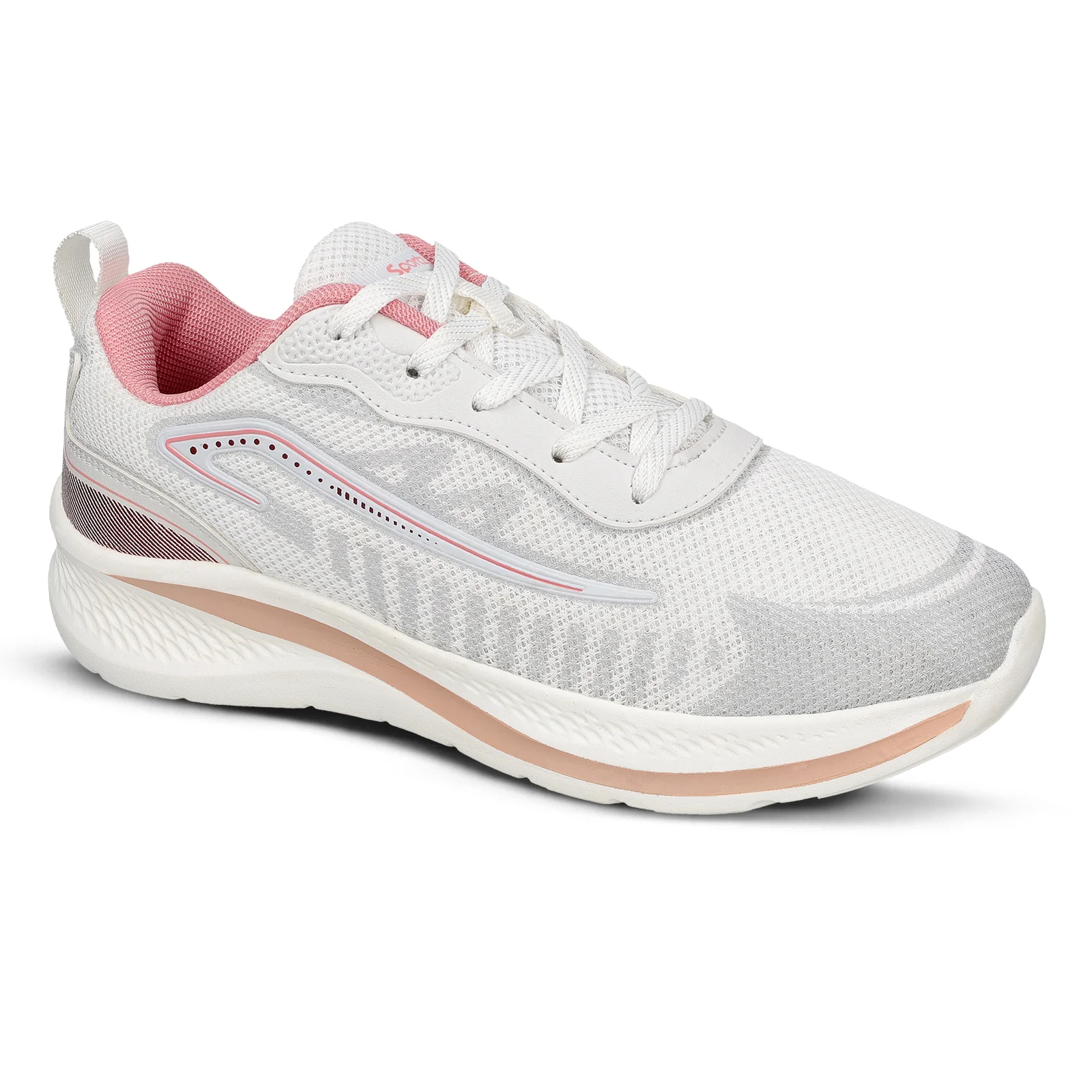 Women's Lace-up Sports Shoe - WS9918 White - Image 4