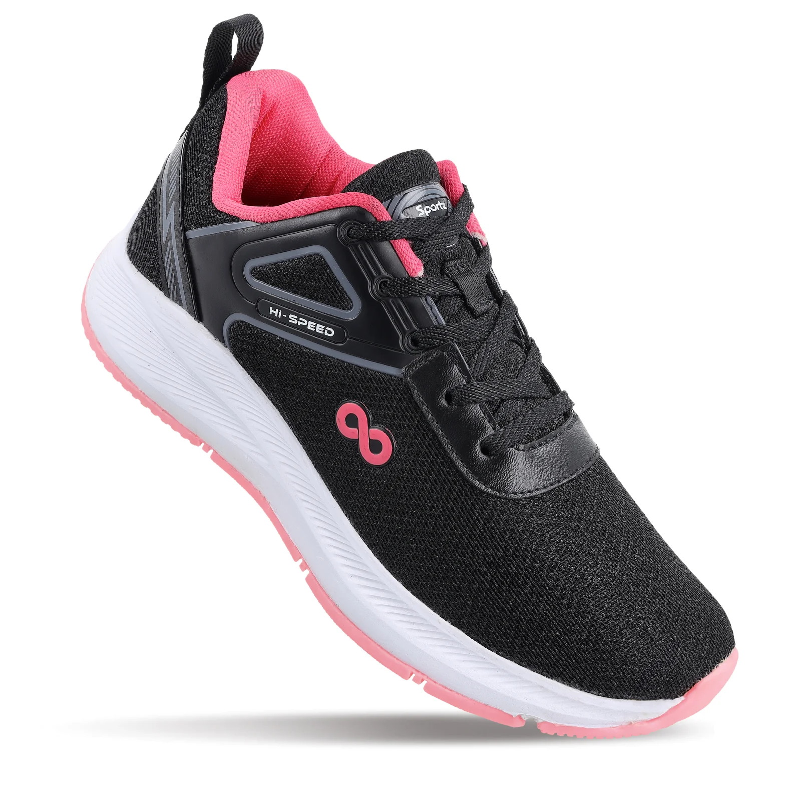 Women's Lace-up Sports Shoe - WS9922 Black - Image 3