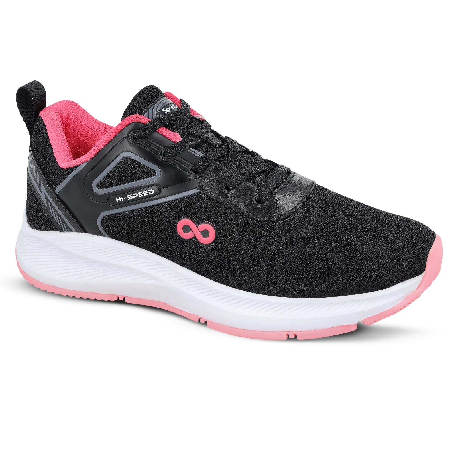 Women's Lace-up Sports Shoe - WS9922 Black - Image 4