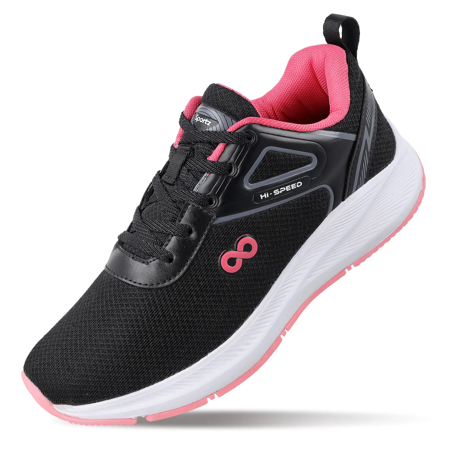 Women's Lace-up Sports Shoe - WS9922 Black - Image 7