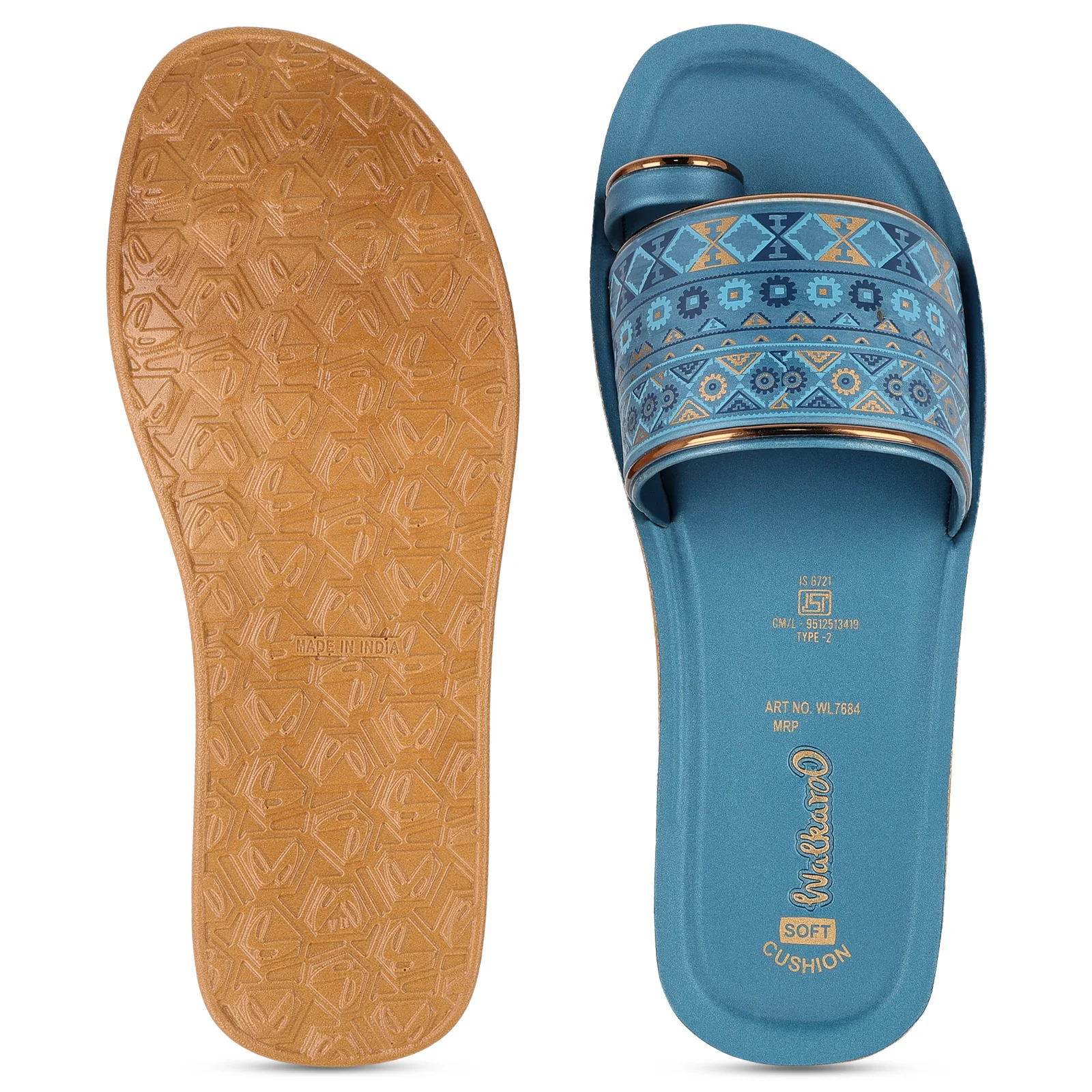 Women's Slide Sandals - WL7684 Peacock Blue - Image 2