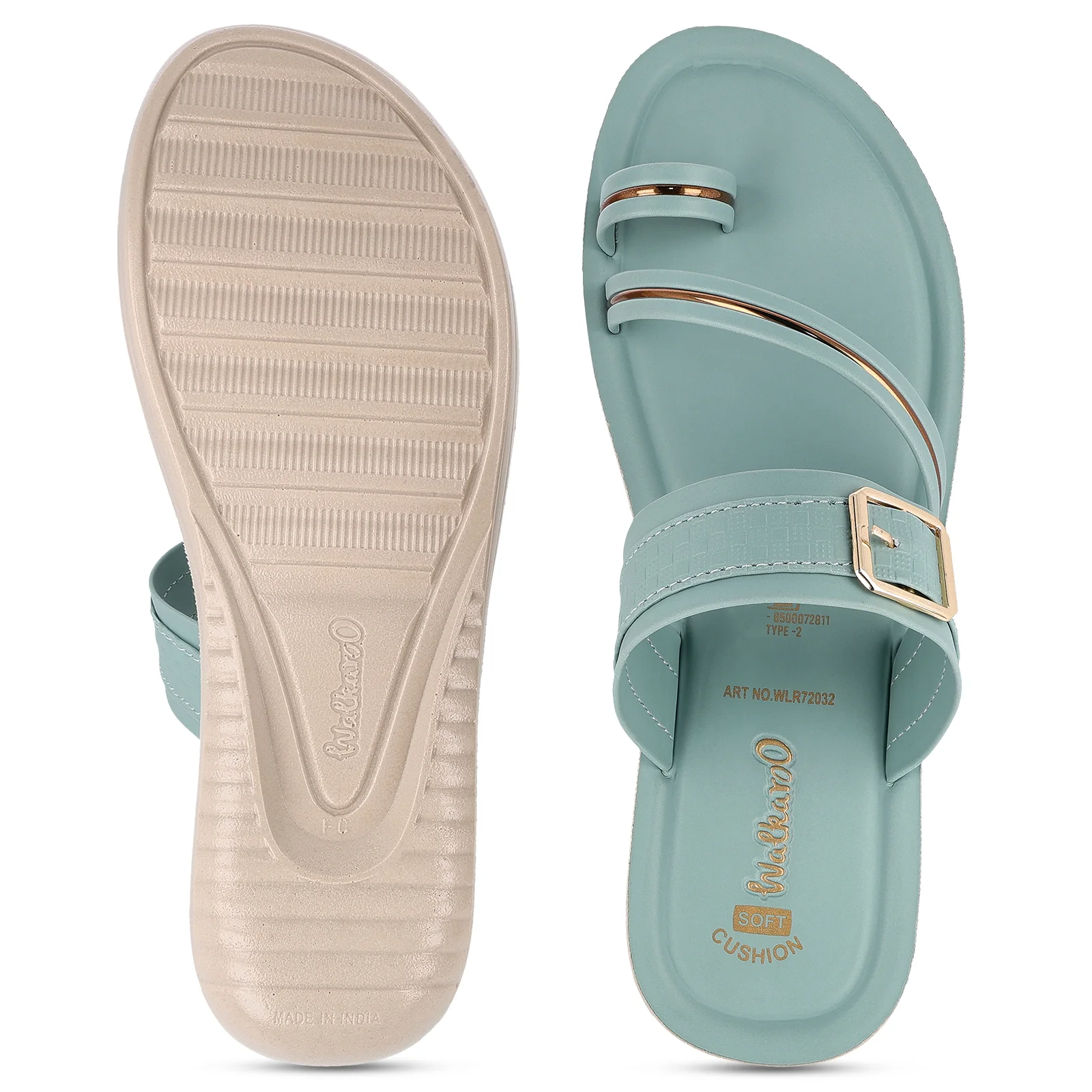 Women's Wedge Heel Sandals  - WLR72032 Teal Blue - Image 2