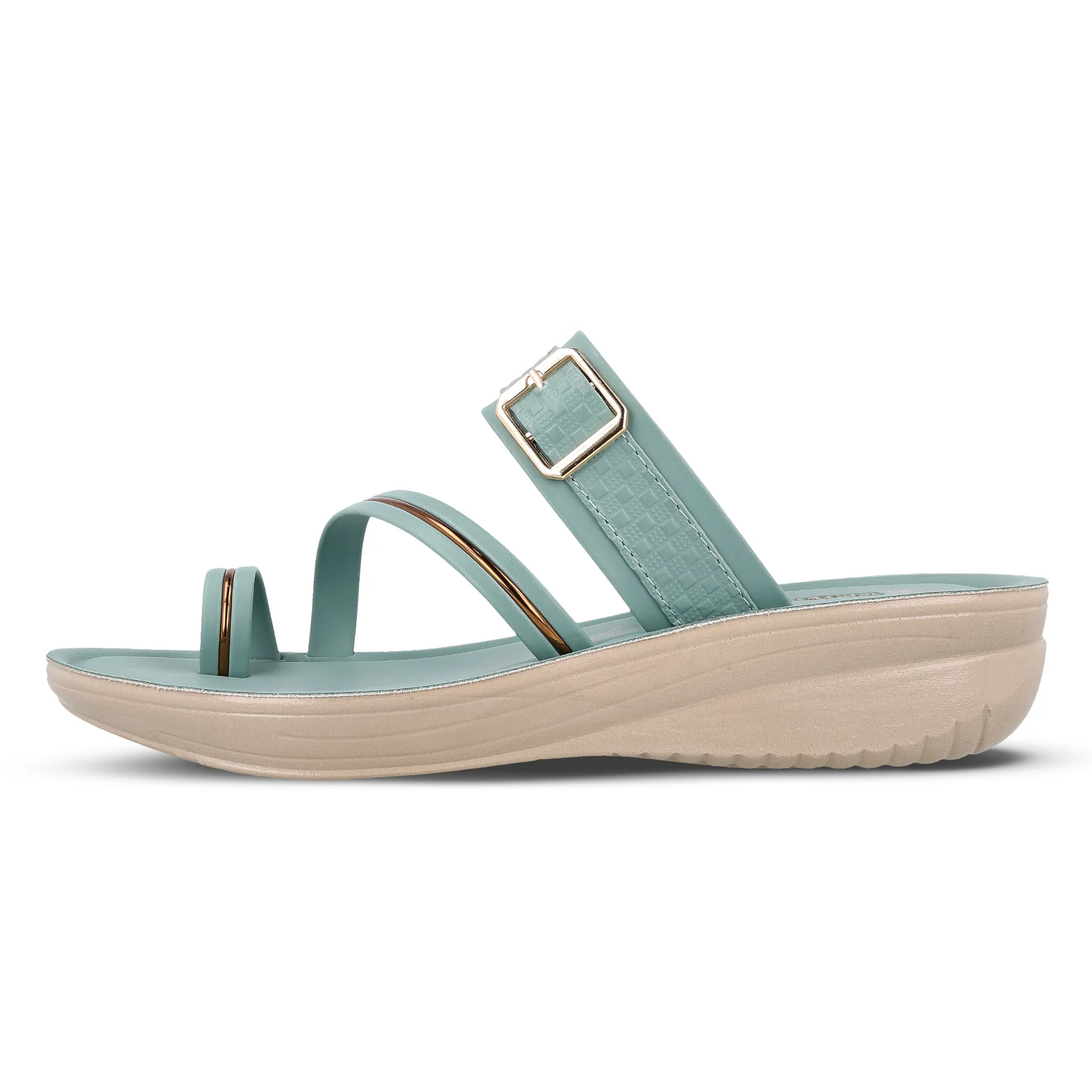Women's Wedge Heel Sandals  - WLR72032 Teal Blue - Image 3