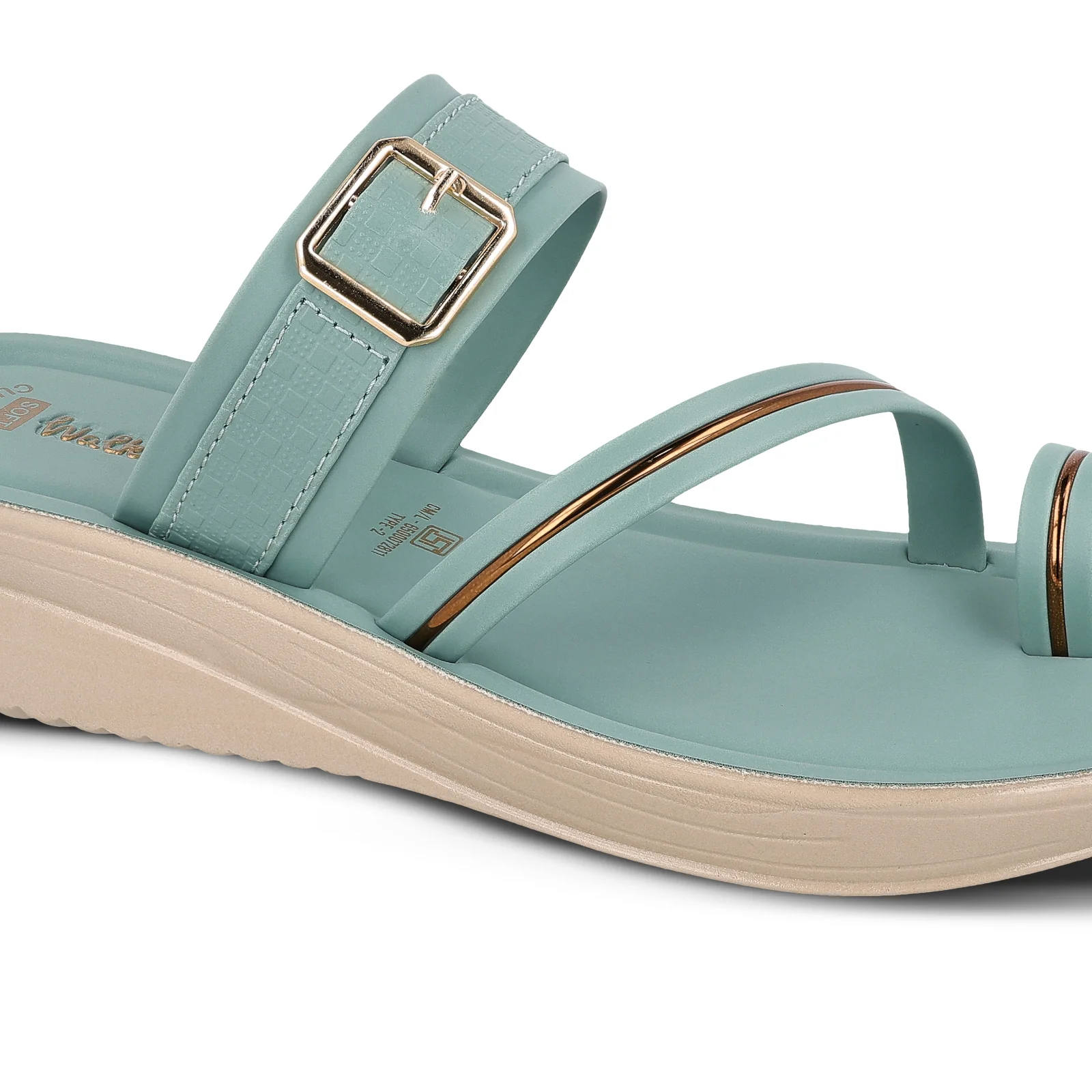 Women's Wedge Heel Sandals  - WLR72032 Teal Blue - Image 4