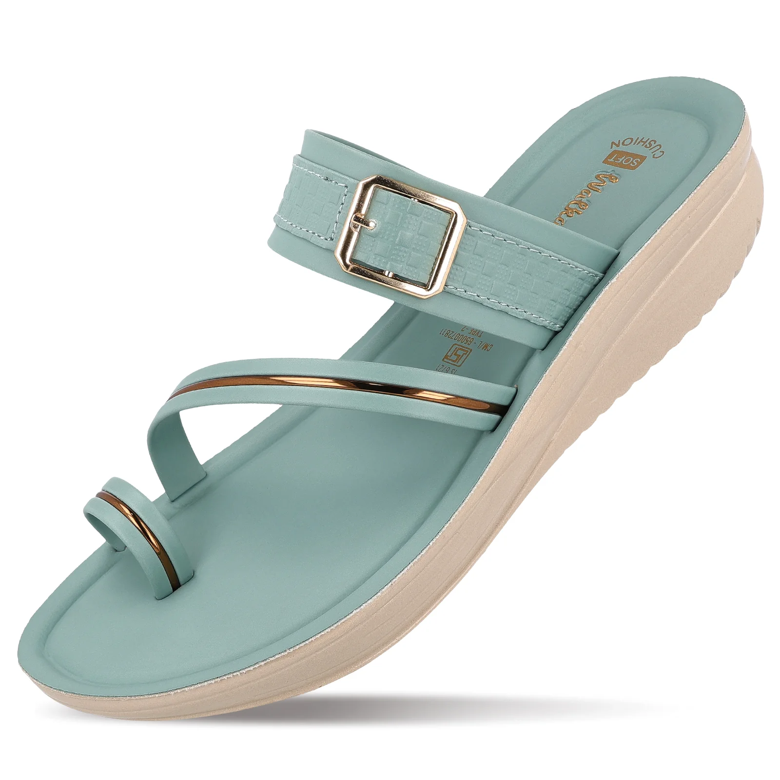 Women's Wedge Heel Sandals  - WLR72032 Teal Blue - Image 5