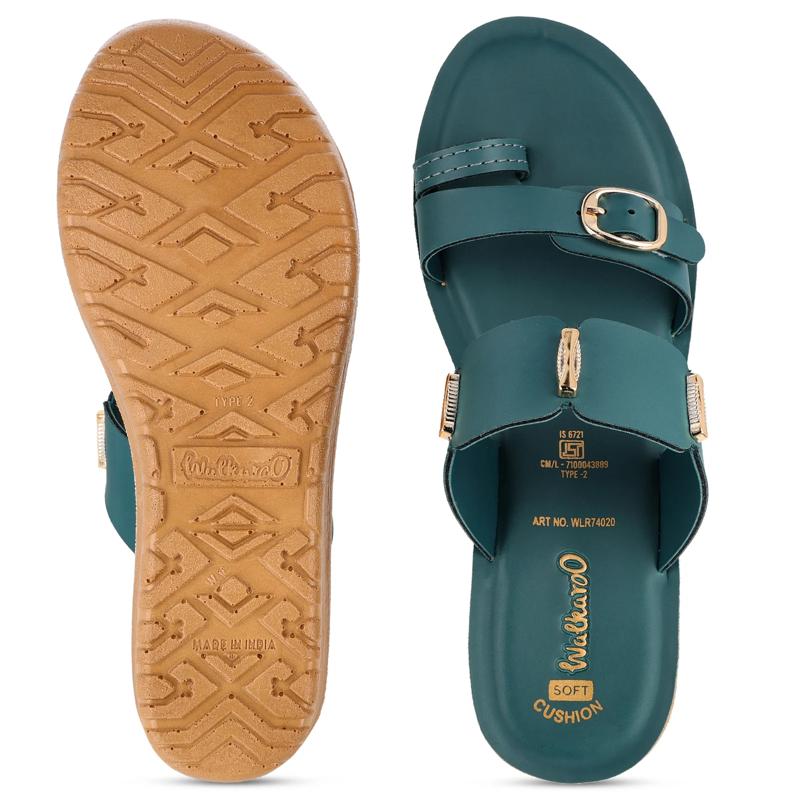 Women's Wedge Heel Sandals  - WLR74020 Green - Image 3