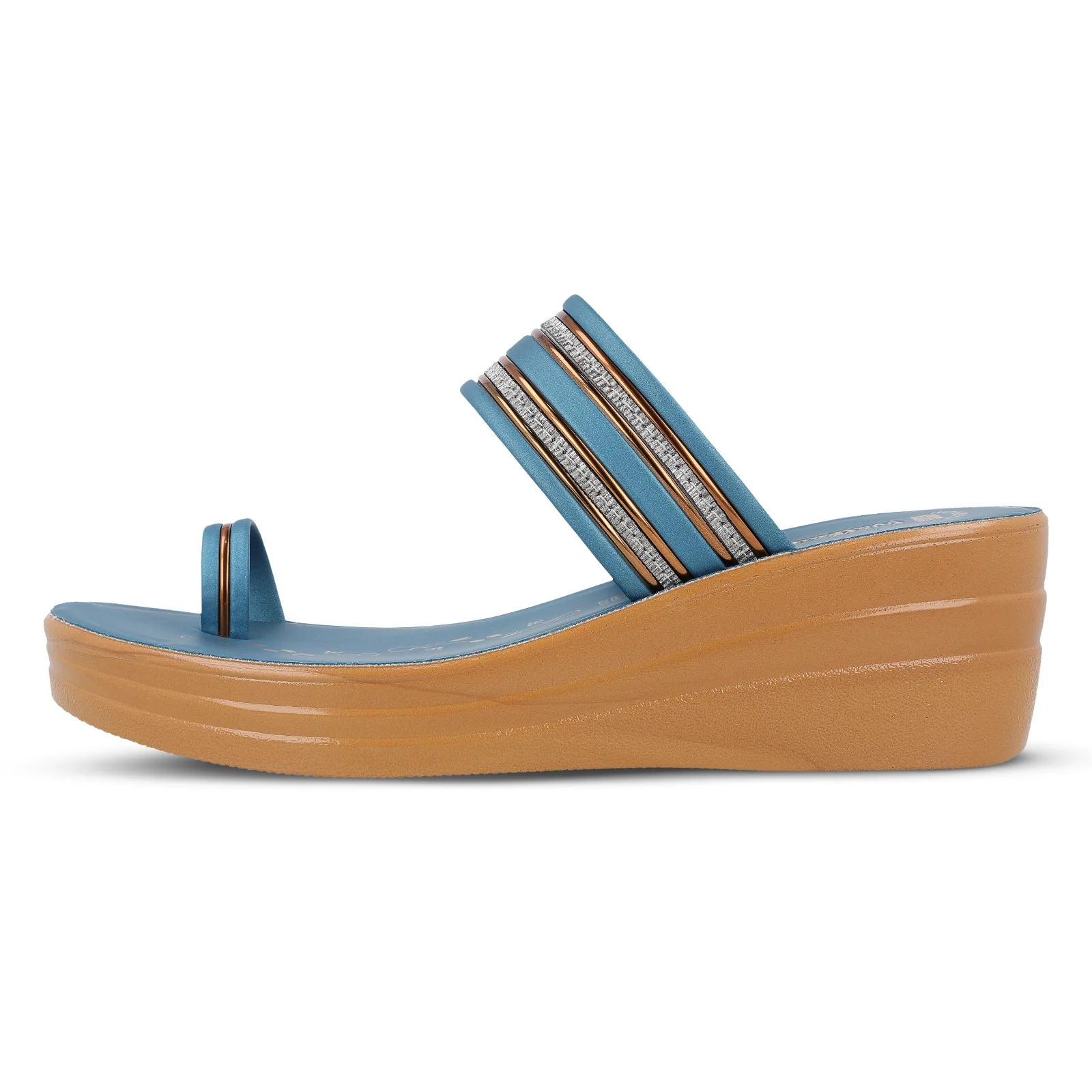 Women's Wedge Heel Sandals  - WLR74506 Peacock Blue - Image 3