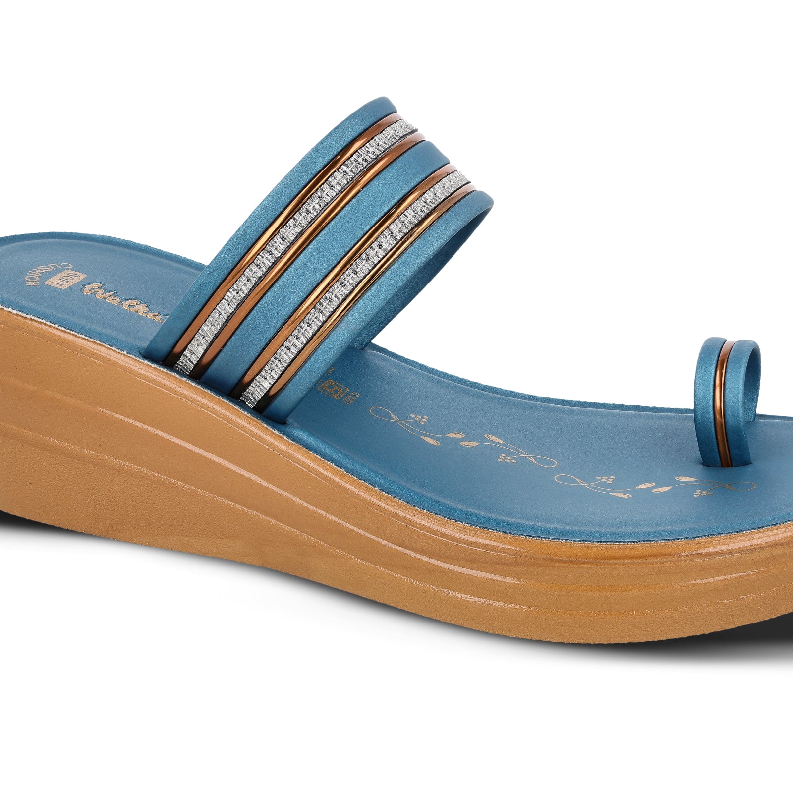 Women's Wedge Heel Sandals  - WLR74506 Peacock Blue - Image 4